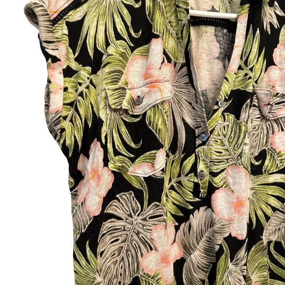 Tommy Bahama Women's Green and Pink Hawaiian 100% Linen Button Up Shirt Size M - Picture 7 of 8
